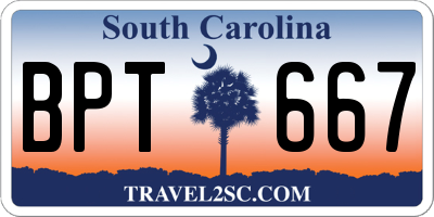 SC license plate BPT667