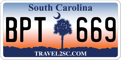 SC license plate BPT669