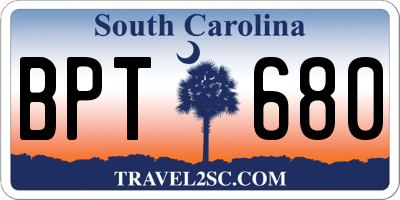 SC license plate BPT680