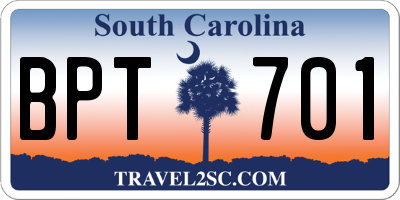 SC license plate BPT701
