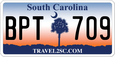 SC license plate BPT709
