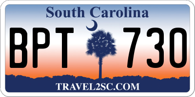 SC license plate BPT730