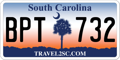 SC license plate BPT732