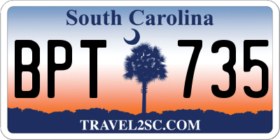 SC license plate BPT735