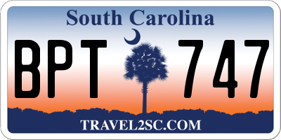SC license plate BPT747