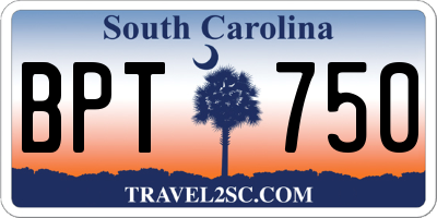 SC license plate BPT750