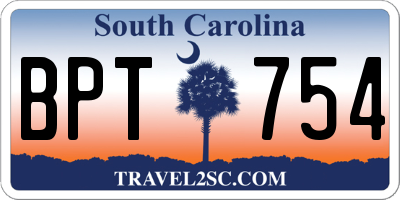 SC license plate BPT754