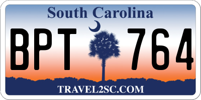 SC license plate BPT764