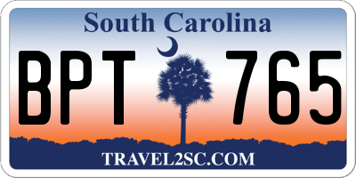 SC license plate BPT765