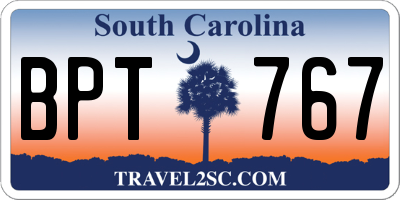 SC license plate BPT767