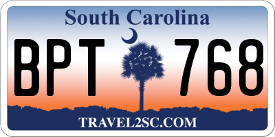 SC license plate BPT768
