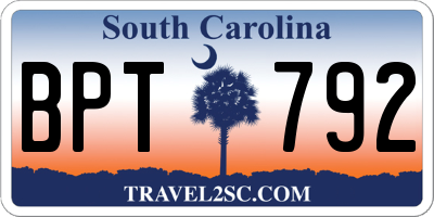 SC license plate BPT792