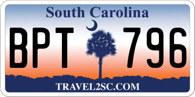 SC license plate BPT796