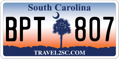 SC license plate BPT807