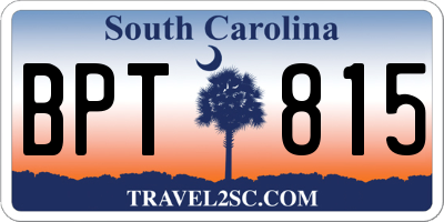SC license plate BPT815