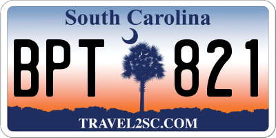 SC license plate BPT821