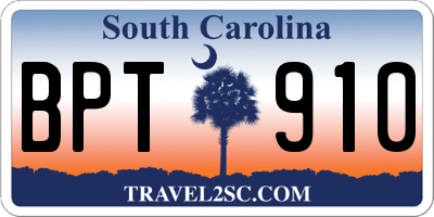 SC license plate BPT910