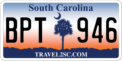 SC license plate BPT946