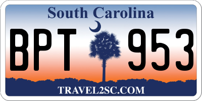 SC license plate BPT953
