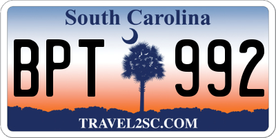 SC license plate BPT992
