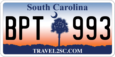 SC license plate BPT993