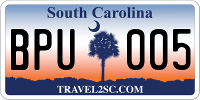 SC license plate BPU005