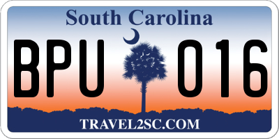 SC license plate BPU016