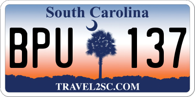 SC license plate BPU137