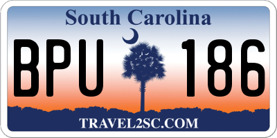 SC license plate BPU186