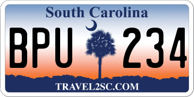 SC license plate BPU234