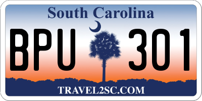 SC license plate BPU301