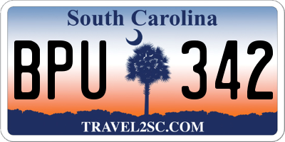 SC license plate BPU342