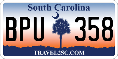 SC license plate BPU358