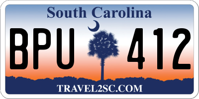 SC license plate BPU412