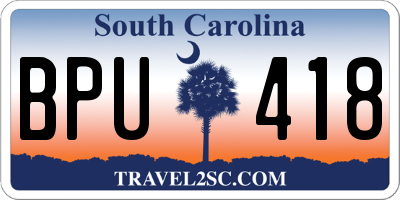 SC license plate BPU418