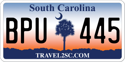 SC license plate BPU445