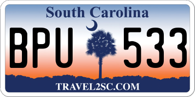 SC license plate BPU533
