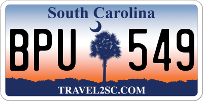 SC license plate BPU549
