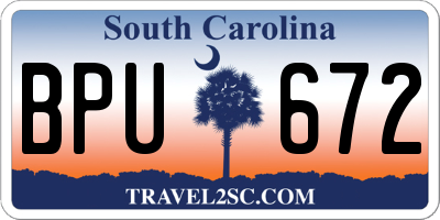 SC license plate BPU672