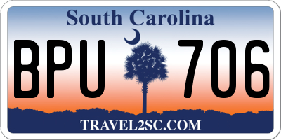 SC license plate BPU706