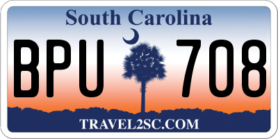 SC license plate BPU708
