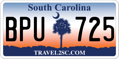 SC license plate BPU725