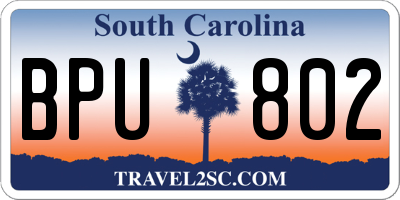 SC license plate BPU802