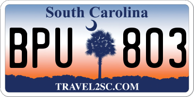SC license plate BPU803