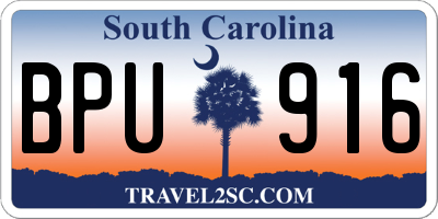 SC license plate BPU916