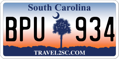SC license plate BPU934