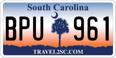 SC license plate BPU961