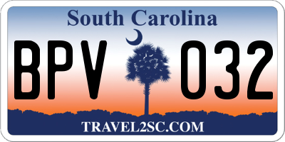 SC license plate BPV032