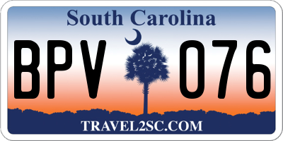 SC license plate BPV076