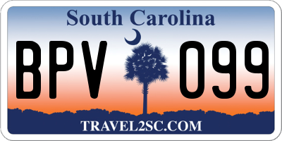 SC license plate BPV099